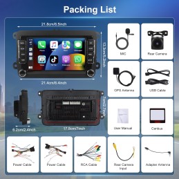 Podofo Autoradio für VW Golf 5 6 Polo Seat Skoda mit Wireless Apple Carplay, 2+64G 7 Zoll Android Auto Radio mit Bildschirm,