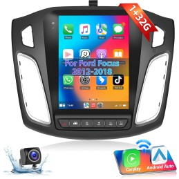 Podofo 1+32G Autoradio für Ford Focus 2012-2018 mit Wireless Carplay, 9,7 Zoll Android 13 Auto Radio mit Vertikaler Bildschirm,