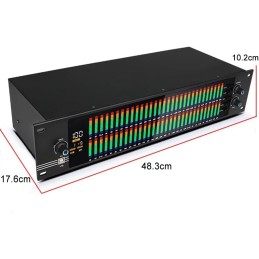 Professional 2-Channel Graphic Equalizer, 31-Band Stereo Graphic EQ with LED Light Display 10 Preset Effects & Automatic Noise