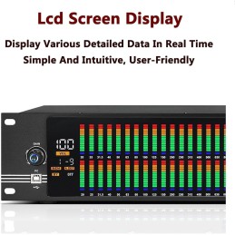 Professional 2-Channel Graphic Equalizer, 31-Band Stereo Graphic EQ with LED Light Display 10 Preset Effects & Automatic Noise