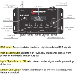 Taramps Pro 2.4S DSP Crossover full Digital Signal Processor and Equalizer with sequencer 15-band Graphic Equalization 12 preset