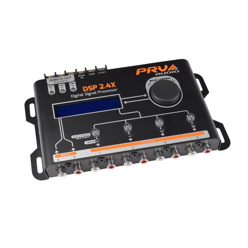 PRV AUDIO Car Audio DSP 2.4X Digital Crossover and Equalizer 4 Channel Full Digital Signal Audio Processor DSP with Sequencer