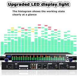 QIANMEI 31-Band Stereo Graphic Equalizer With 10 Preset Effects And Low/Mid/Treble Independent Adjustment, LED Spectrum Display,