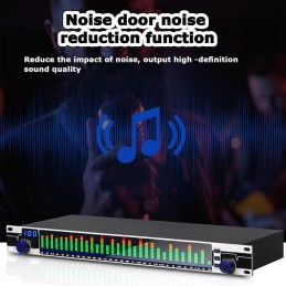 QIANMEI 31-Band Stereo Graphic Equalizer With 10 Preset Effects And Low/Mid/Treble Independent Adjustment, LED Spectrum Display,