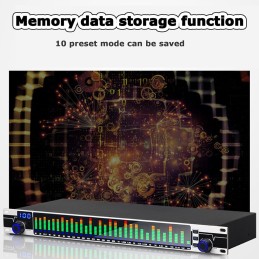 QIANMEI 31-Band Stereo Graphic Equalizer With 10 Preset Effects And Low/Mid/Treble Independent Adjustment, LED Spectrum Display,