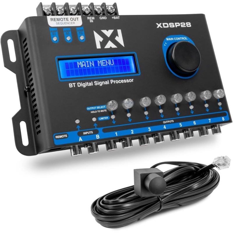 NVX XDSP28 8-Channel X-Series 15 Band Parametric EQ Digital Signal Processor (DSP) with LCD Display, Built-in Bluetooth and