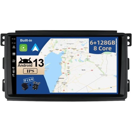 JOYX - 6G+128G - Android 12 IPS Autoradio Passt für Benz Smart fortwo 451 (2005-2010) - Kabellos CarPlay/Android Auto/DSP - LED