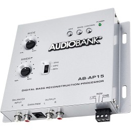 Audiobank 1/2 Din Car Audio Digital Bass Processor, Sound Restoration & Crossover for Car Subwoofer with Bass Knob/Input Level: