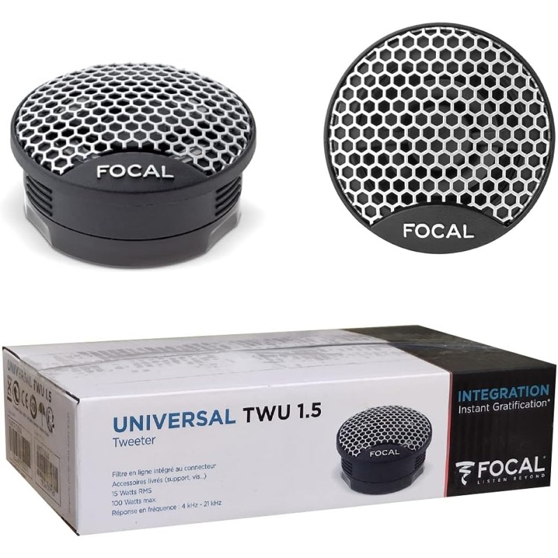 Tweeter 2 FOCAL TWU1.5 TWU 1.5 5,00 cm 50 mm 2" Durchmesser 15 watt rms und 100 watt max impedanz 4 ohm empfindlichkeit 94 db