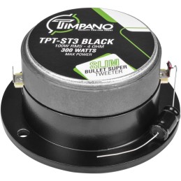 Timpano TPT-ST3 BLACK Slim Super Tweeter, 600 Watts 4 Ohm, 105 dB, 1 in Voice Coil, 3.75 Inch Pro Car Sound System Bullet