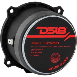 DS18 PRO-TW120B Super Tweeter in Black - 3" Aluminum Frame and Diaphragm, 240W Max, 120W RMS, 4 Ohms, Built in Crossover - PRO