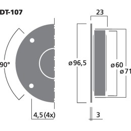 MONACOR DT-107 Hi-Fi-Kalottenhochtöner, runder Hochton-Lautsprecher für den Selbstbau, leistungsstarker Car Tweeter 80 W, 8 Ohm,