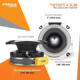 PRV AUDIO 4 Inch Titanium Bullet Tweeter Pair TW700Ti-4 SLIM Profile, 200 Watts Program Power, 4 Ohm, 100 Watts RMS, 1.5 in