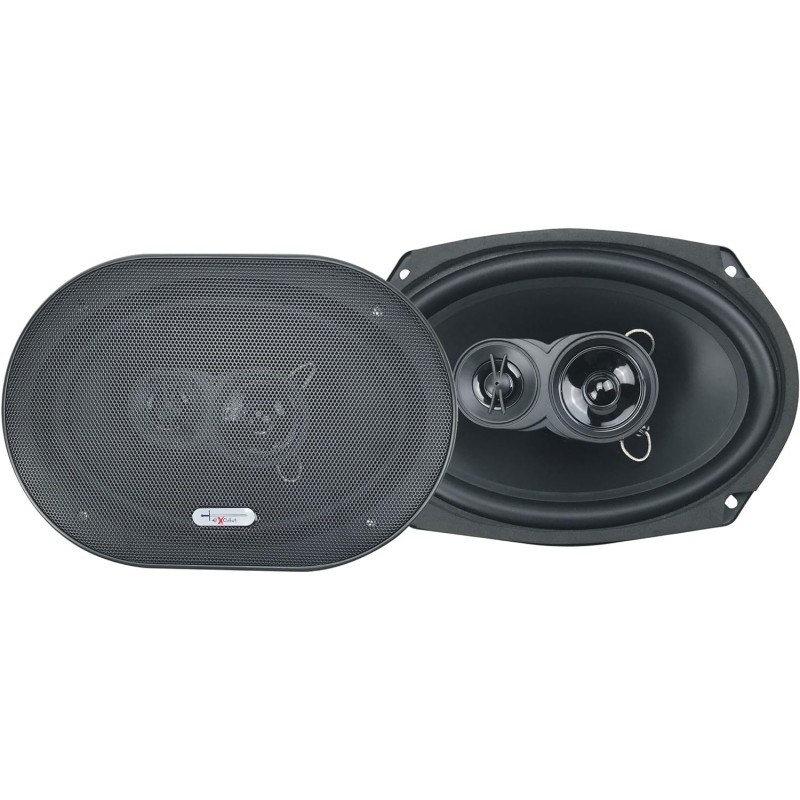 Excalibur X693 3 Wege Auto Lautsprecher 16 x 23 cm/6 x 9 500 W Paar Preis für viele Ford, Mazda oder FIAT Fahrzeuge, Schwarz