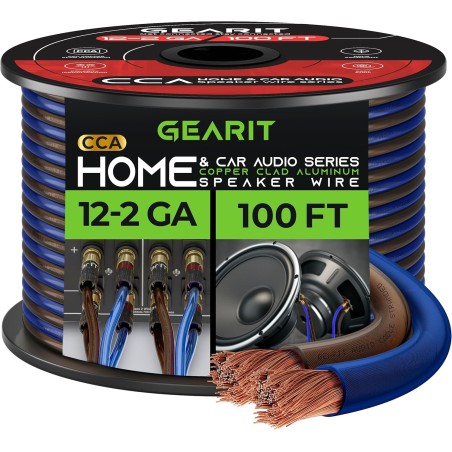 GearIT Speaker Wire Audio Cable CCA 2x4mm≤ (30.48 Meters - White) Copper Clad Aluminum - Great for Hi-Fi Home Theater and Car