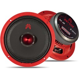 MX65E2 Loudspeaker 6.5 Inch Midrange 480 Watts 4 Ohms Red Bullet, Premium Quality Audio Door Speakers for Car or Truck Stereo