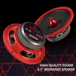 MX65E2 Loudspeaker 6.5 Inch Midrange 480 Watts 4 Ohms Red Bullet, Premium Quality Audio Door Speakers for Car or Truck Stereo