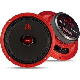 MX65E2 Loudspeaker 6.5 Inch Midrange 480 Watts 4 Ohms Red Bullet, Premium Quality Audio Door Speakers for Car or Truck Stereo