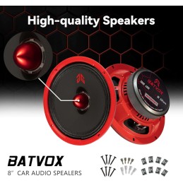 MX65E2 Loudspeaker 6.5 Inch Midrange 480 Watts 4 Ohms Red Bullet, Premium Quality Audio Door Speakers for Car or Truck Stereo