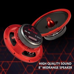 MX65E2 Loudspeaker 6.5 Inch Midrange 480 Watts 4 Ohms Red Bullet, Premium Quality Audio Door Speakers for Car or Truck Stereo