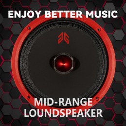 MX65E2 Loudspeaker 6.5 Inch Midrange 480 Watts 4 Ohms Red Bullet, Premium Quality Audio Door Speakers for Car or Truck Stereo