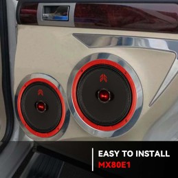 MX65E2 Loudspeaker 6.5 Inch Midrange 480 Watts 4 Ohms Red Bullet, Premium Quality Audio Door Speakers for Car or Truck Stereo