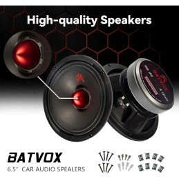 MX65E2 Loudspeaker 6.5 Inch Midrange 480 Watts 4 Ohms Red Bullet, Premium Quality Audio Door Speakers for Car or Truck Stereo