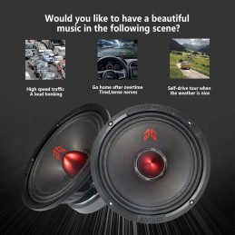 MX65E2 Loudspeaker 6.5 Inch Midrange 480 Watts 4 Ohms Red Bullet, Premium Quality Audio Door Speakers for Car or Truck Stereo