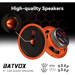 MX65E2 Loudspeaker 6.5 Inch Midrange 480 Watts 4 Ohms Red Bullet, Premium Quality Audio Door Speakers for Car or Truck Stereo