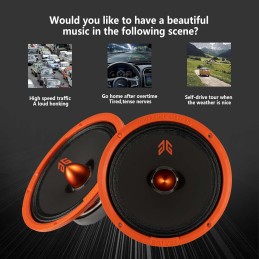 MX65E2 Loudspeaker 6.5 Inch Midrange 480 Watts 4 Ohms Red Bullet, Premium Quality Audio Door Speakers for Car or Truck Stereo