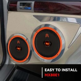 MX65E2 Loudspeaker 6.5 Inch Midrange 480 Watts 4 Ohms Red Bullet, Premium Quality Audio Door Speakers for Car or Truck Stereo