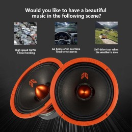 MX65E2 Loudspeaker 6.5 Inch Midrange 480 Watts 4 Ohms Red Bullet, Premium Quality Audio Door Speakers for Car or Truck Stereo