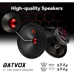 MX65E2 Loudspeaker 6.5 Inch Midrange 480 Watts 4 Ohms Red Bullet, Premium Quality Audio Door Speakers for Car or Truck Stereo