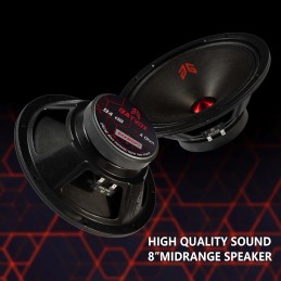 MX65E2 Loudspeaker 6.5 Inch Midrange 480 Watts 4 Ohms Red Bullet, Premium Quality Audio Door Speakers for Car or Truck Stereo