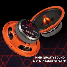 MX65E2 Loudspeaker 6.5 Inch Midrange 480 Watts 4 Ohms Red Bullet, Premium Quality Audio Door Speakers for Car or Truck Stereo