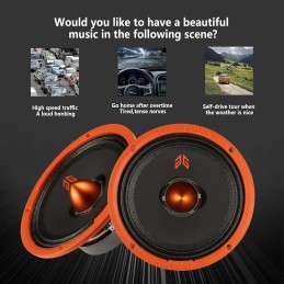 MX65E2 Loudspeaker 6.5 Inch Midrange 480 Watts 4 Ohms Red Bullet, Premium Quality Audio Door Speakers for Car or Truck Stereo