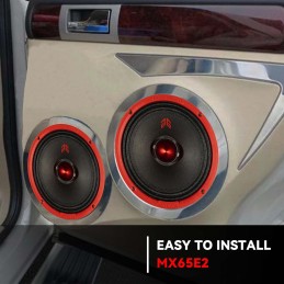 MX65E2 Loudspeaker 6.5 Inch Midrange 480 Watts 4 Ohms Red Bullet, Premium Quality Audio Door Speakers for Car or Truck Stereo