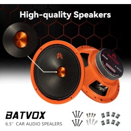 MX65E2 Loudspeaker 6.5 Inch Midrange 480 Watts 4 Ohms Red Bullet, Premium Quality Audio Door Speakers for Car or Truck Stereo