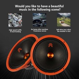 MX65E2 Loudspeaker 6.5 Inch Midrange 480 Watts 4 Ohms Red Bullet, Premium Quality Audio Door Speakers for Car or Truck Stereo