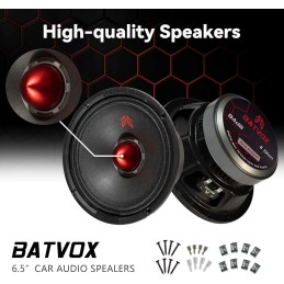 MX65E2 Loudspeaker 6.5 Inch Midrange 480 Watts 4 Ohms Red Bullet, Premium Quality Audio Door Speakers for Car or Truck Stereo