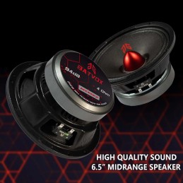 MX65E2 Loudspeaker 6.5 Inch Midrange 480 Watts 4 Ohms Red Bullet, Premium Quality Audio Door Speakers for Car or Truck Stereo