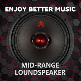 MX65E2 Loudspeaker 6.5 Inch Midrange 480 Watts 4 Ohms Red Bullet, Premium Quality Audio Door Speakers for Car or Truck Stereo