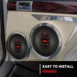 MX65E2 Loudspeaker 6.5 Inch Midrange 480 Watts 4 Ohms Red Bullet, Premium Quality Audio Door Speakers for Car or Truck Stereo