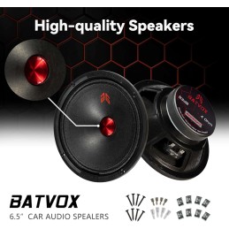 MX65E2 Loudspeaker 6.5 Inch Midrange 480 Watts 4 Ohms Red Bullet, Premium Quality Audio Door Speakers for Car or Truck Stereo