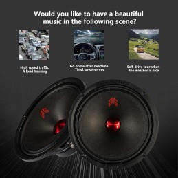 MX65E2 Loudspeaker 6.5 Inch Midrange 480 Watts 4 Ohms Red Bullet, Premium Quality Audio Door Speakers for Car or Truck Stereo