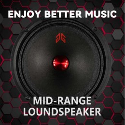 MX65E2 Loudspeaker 6.5 Inch Midrange 480 Watts 4 Ohms Red Bullet, Premium Quality Audio Door Speakers for Car or Truck Stereo