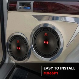 MX65E2 Loudspeaker 6.5 Inch Midrange 480 Watts 4 Ohms Red Bullet, Premium Quality Audio Door Speakers for Car or Truck Stereo