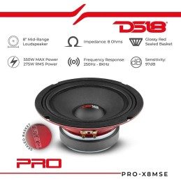 DS18 PRO-X694 BM Loudspeaker - 6x9, Midrange, Red Aluminum Bullet, 400W Max, 200W RMS, 4 Ohms - Premium Quality Audio Door