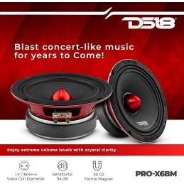 DS18 PRO-X694 BM Loudspeaker - 6x9, Midrange, Red Aluminum Bullet, 400W Max, 200W RMS, 4 Ohms - Premium Quality Audio Door