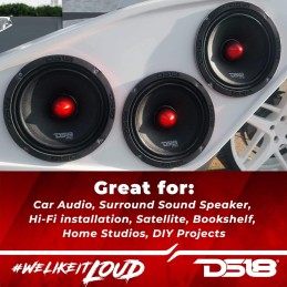 DS18 PRO-X694 BM Loudspeaker - 6x9, Midrange, Red Aluminum Bullet, 400W Max, 200W RMS, 4 Ohms - Premium Quality Audio Door